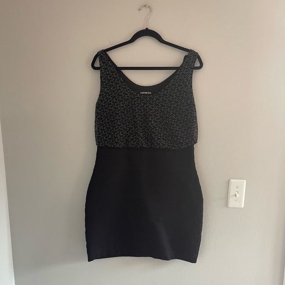 Express Dresses & Skirts - Express L Women's Bandage Dress  Black Silver Party clubbing cocktail